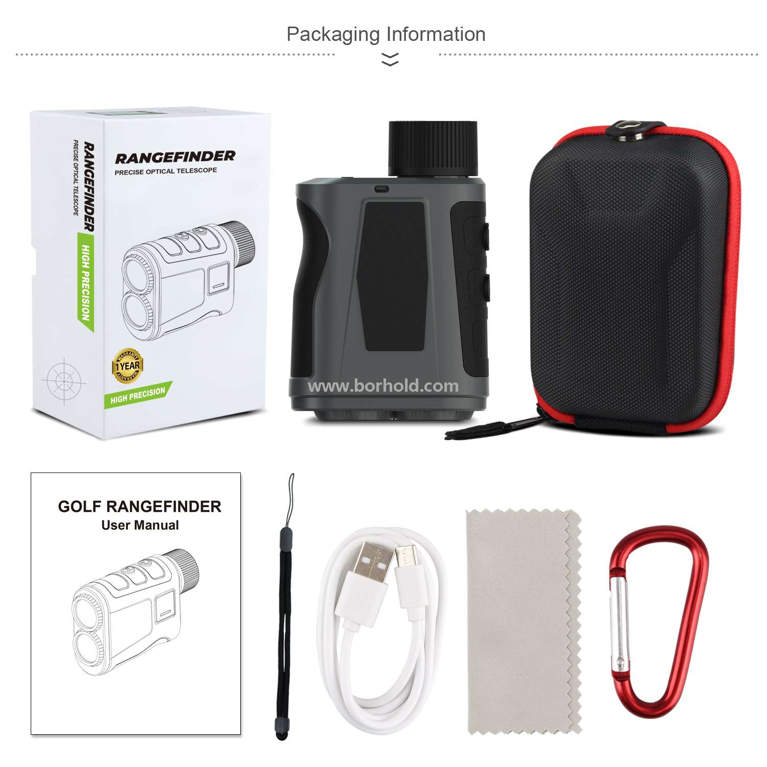Borhold 7X Golf Laser Rangefinder with Slope, Flagpole Lock & Magnetic Mount | BH-LH Series