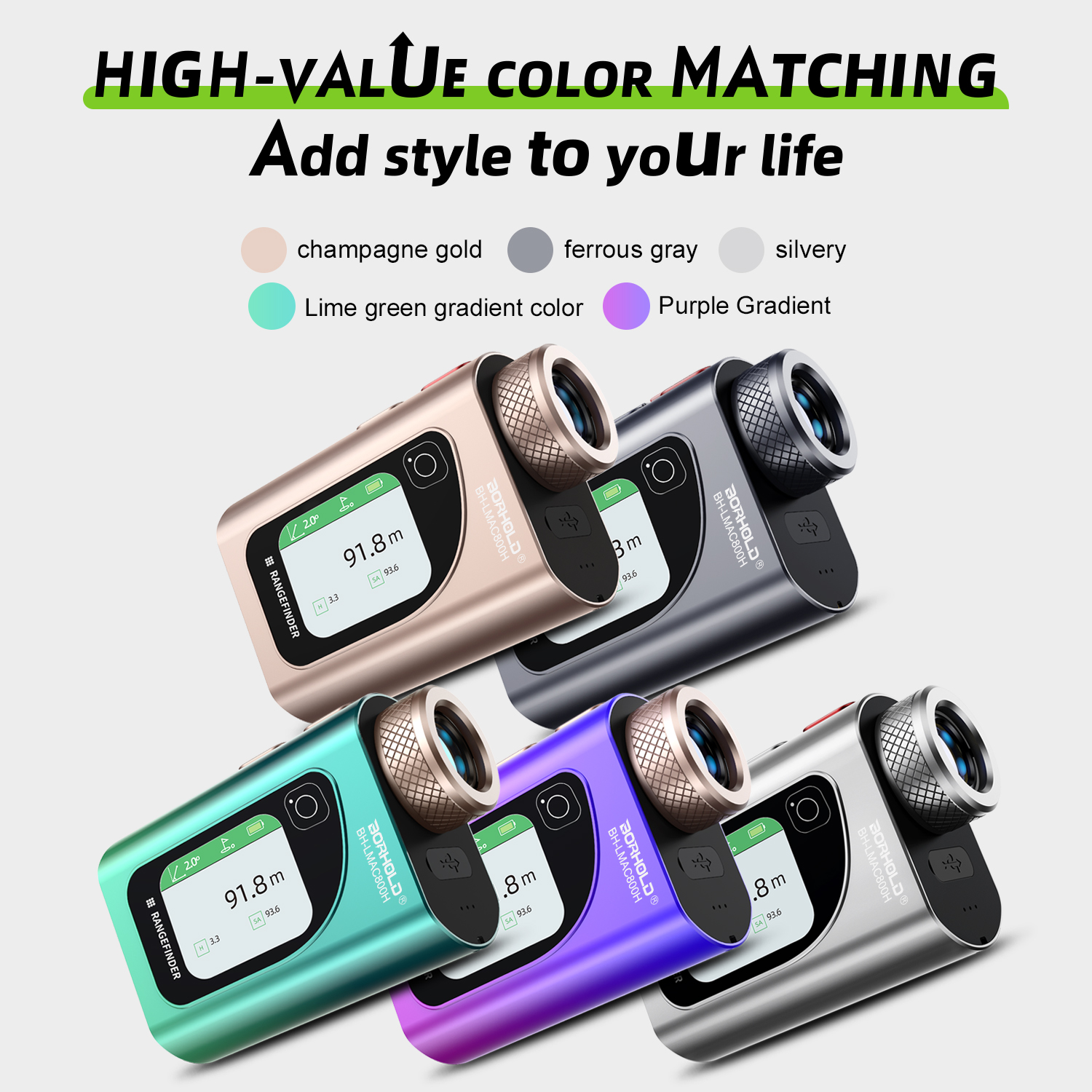 Borhold Golf Laser Rangefinder with Touch Screen, Voice Broadcast, Slope, Pin Lock, Magnet, Type-C, IP54. Shop for Faster Rounds.