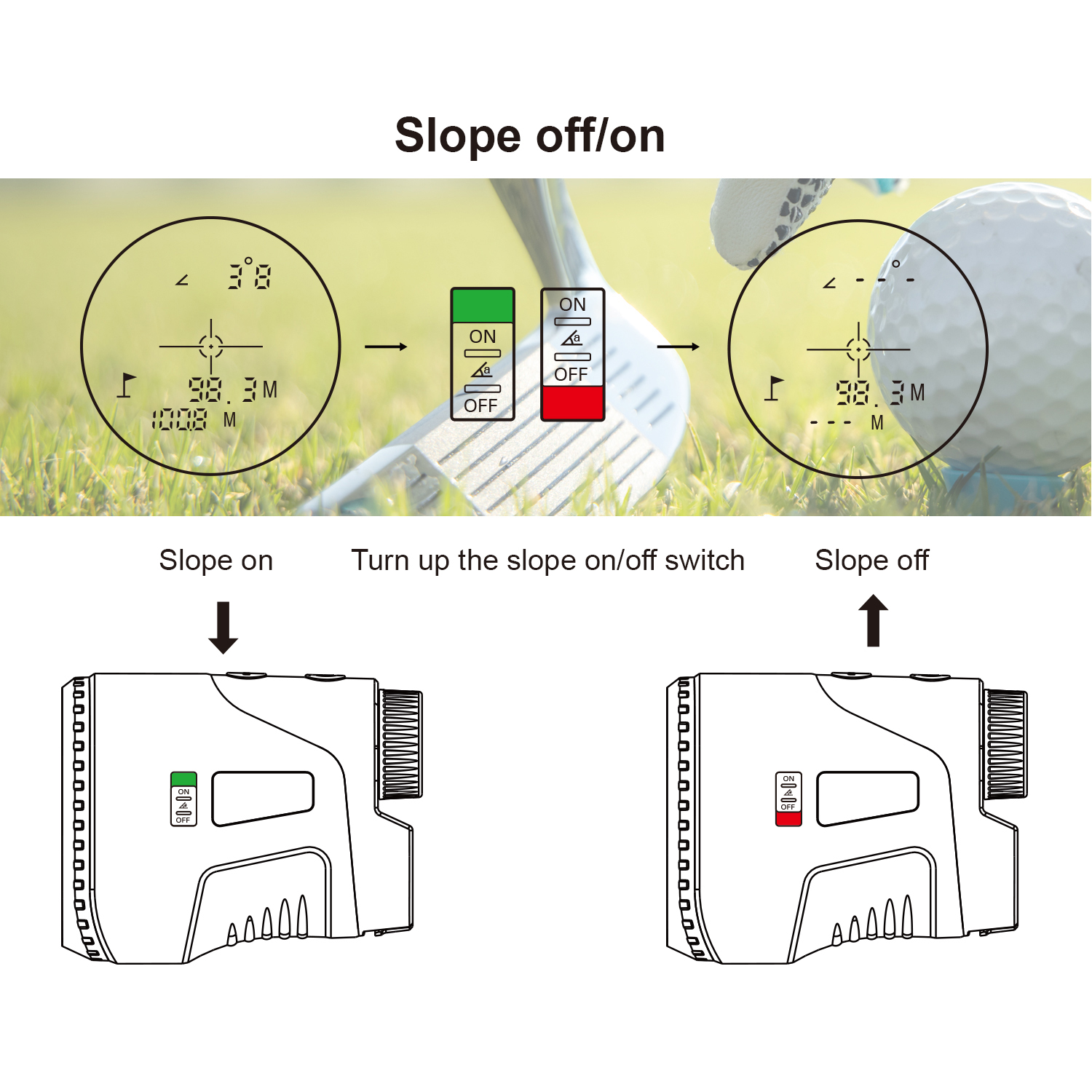 Borhold LD450H Laser Rangefinder 6.5X HD Optical Lens Slope ON/OFF Flagpole Lock Vibration Golf & Hunting Range Finder with USB-C Rechargeable Battery