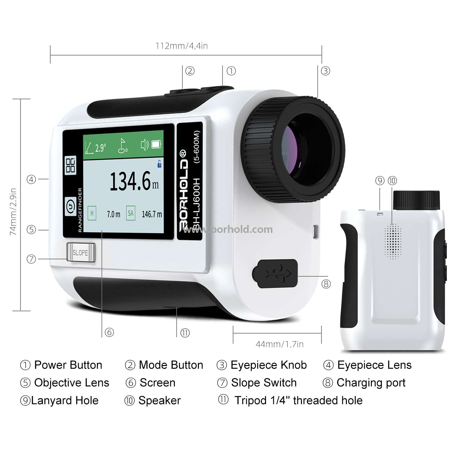 Rechargeable Laser Rangefinder with Touch Color Screen & Voice Broadcast, BH-LJ600H /LJ800H / LJ1200H / LJ1500H