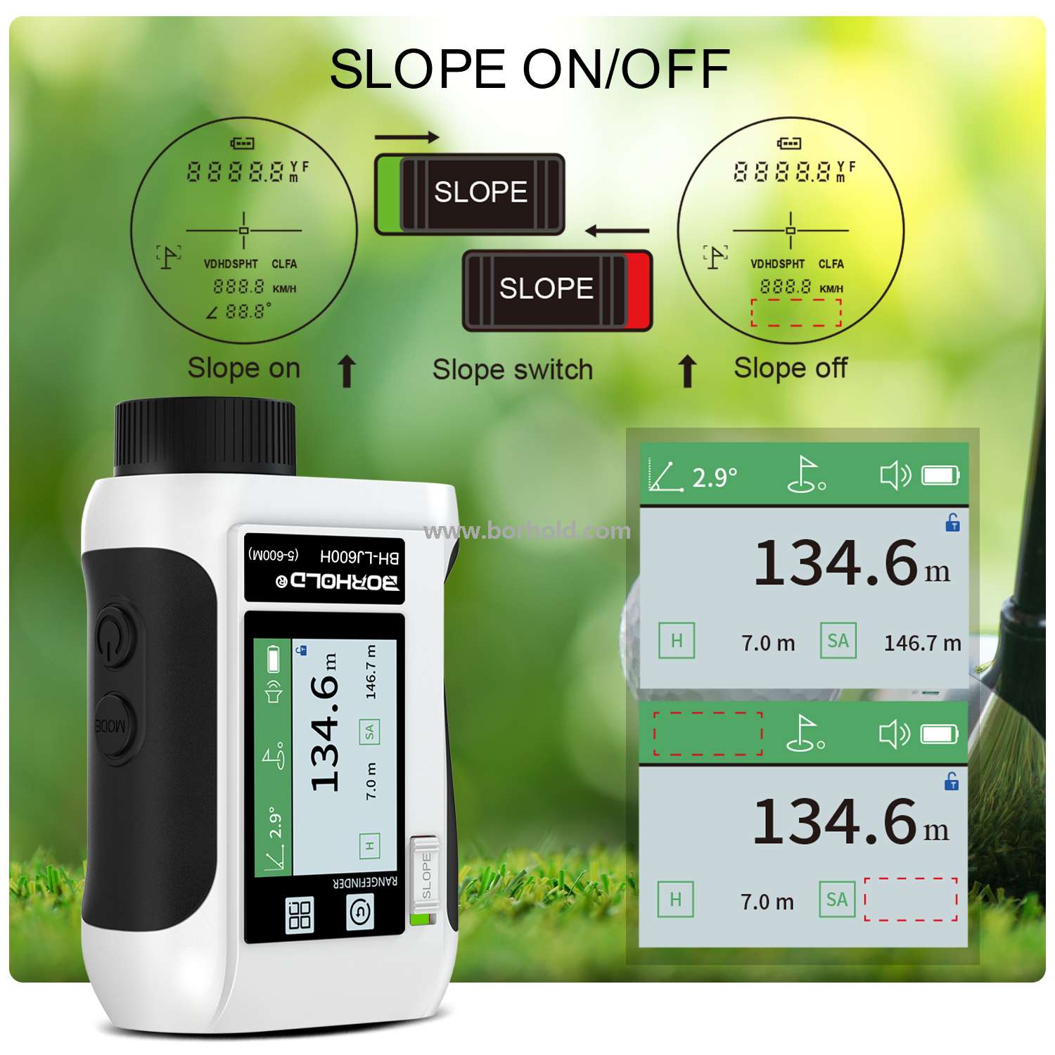 Rechargeable Laser Rangefinder with Touch Color Screen & Voice Broadcast, BH-LJ600H /LJ800H / LJ1200H / LJ1500H