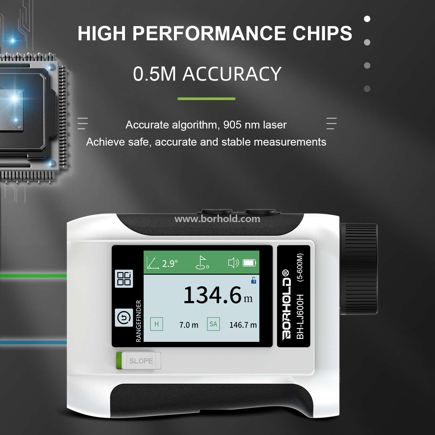 Rechargeable Laser Rangefinder with Touch Color Screen & Voice Broadcast, BH-LJ600H /LJ800H / LJ1200H / LJ1500H