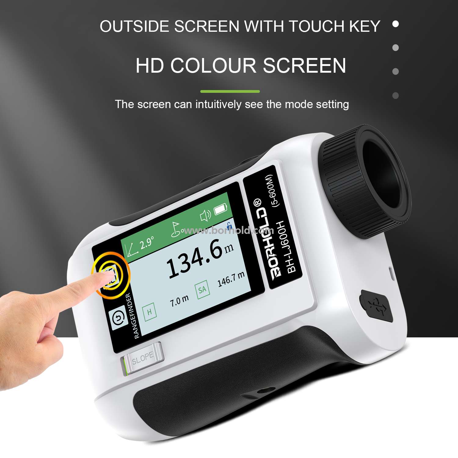 Rechargeable Laser Rangefinder with Touch Color Screen & Voice Broadcast, BH-LJ600H /LJ800H / LJ1200H / LJ1500H