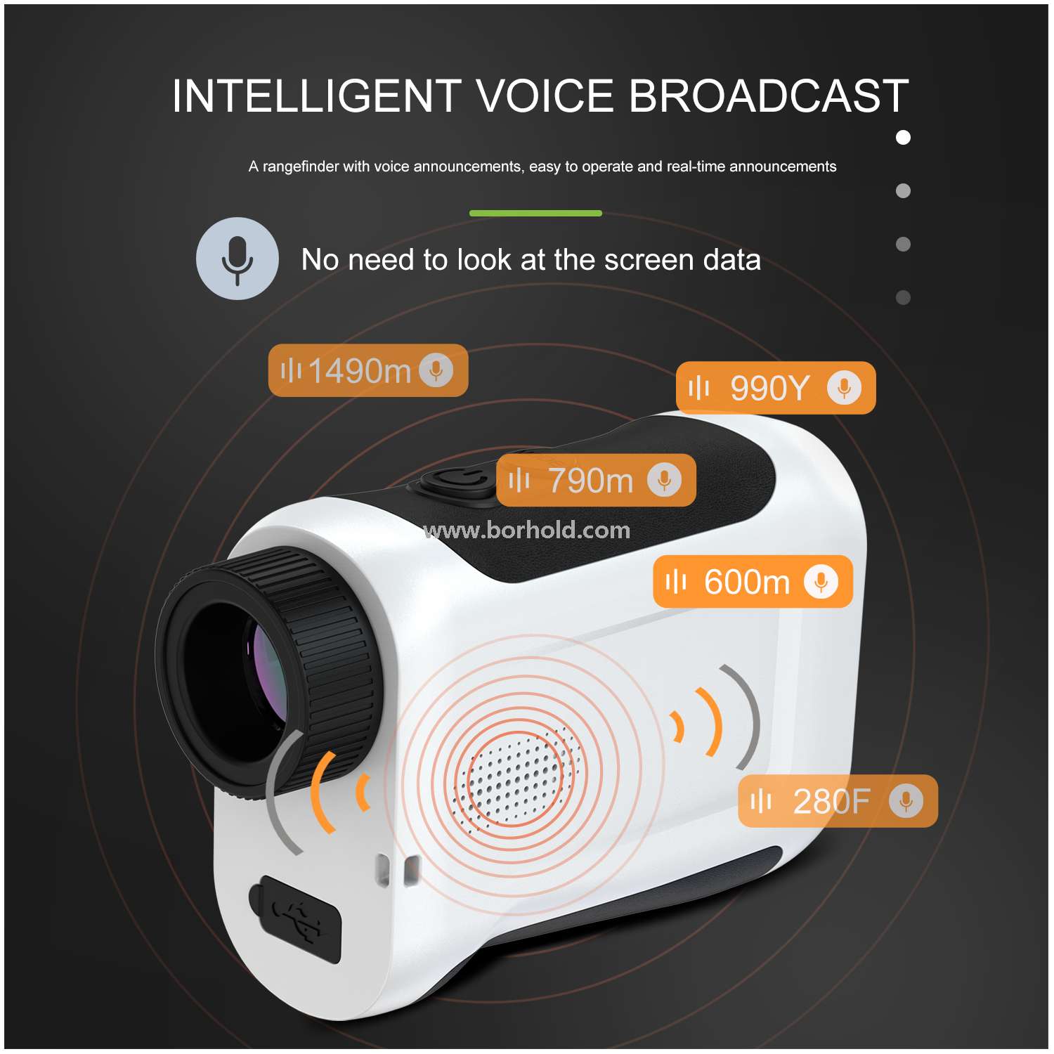 Rechargeable Laser Rangefinder with Touch Color Screen & Voice Broadcast, BH-LJ600H /LJ800H / LJ1200H / LJ1500H