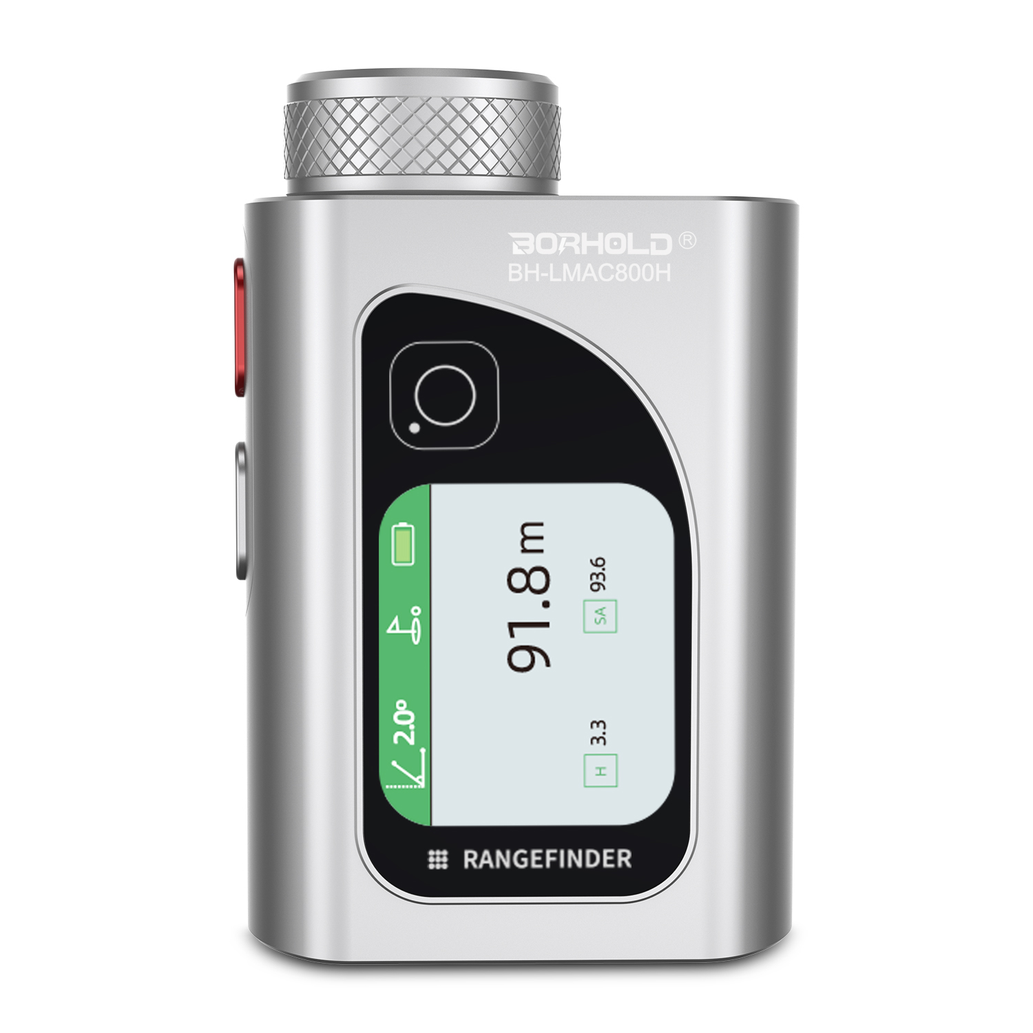 Borhold BH-LMAC600H Silver Golf Laser Rangefinder with Slope, Touch Color Screen, Flag Lock & Magnetic Mount
