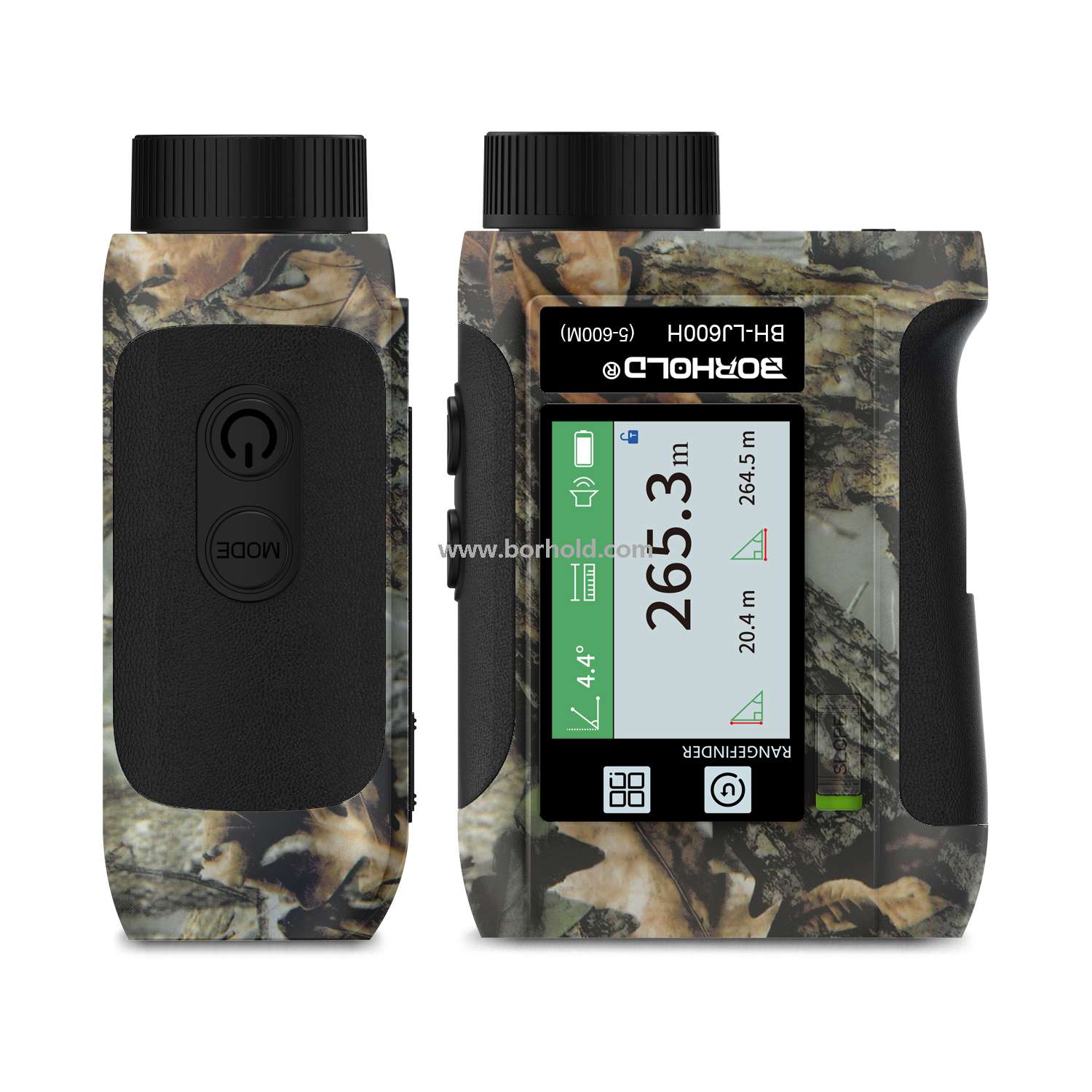 Borhold BH-LJ Series Camouflage Rechargeable Laser Rangefinder, 6.5X Magnification, External Touch HD Color Screen with Slope Switch for Hunting & Golf