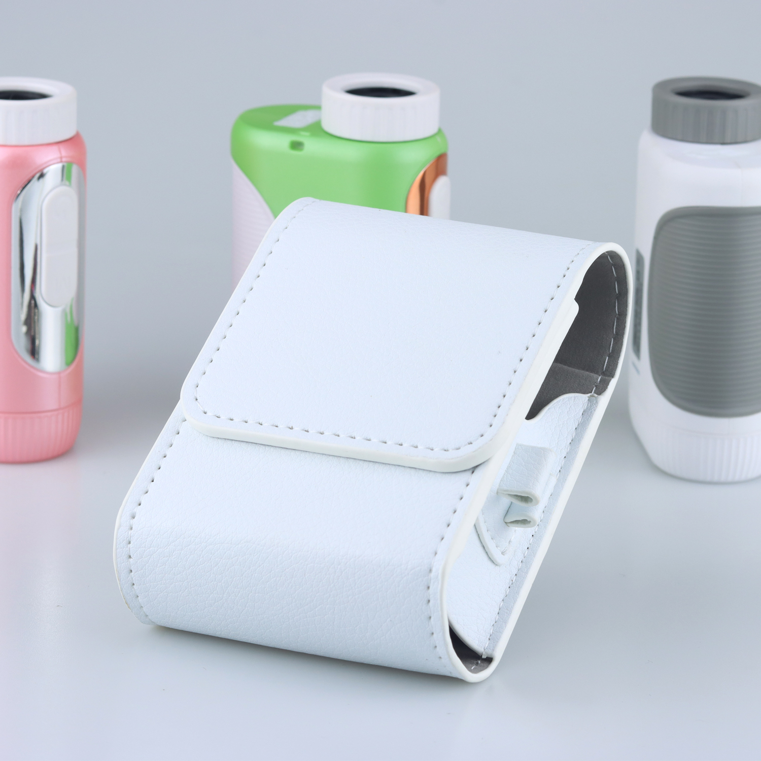 Borhold Golf Rangefinder Case, Magnetic Closure PU Leather Rangefinder Pouch with Golf Tee Holder, Belt Loop & Carabiner Clip, Portable Protective Rangefinder Holder for Laser Golf Rangefinder