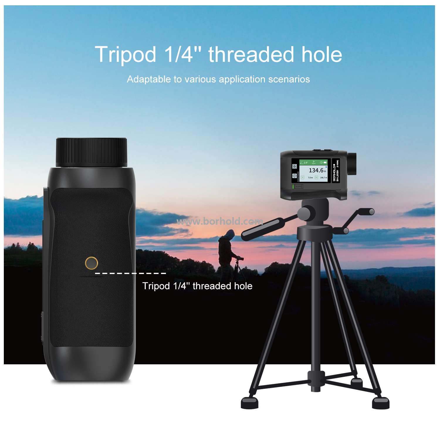 Borhold BH-LJ Series Rechargeable Laser Rangefinder with Touch Color Screen, Slope Switch & Multi-function Measurement