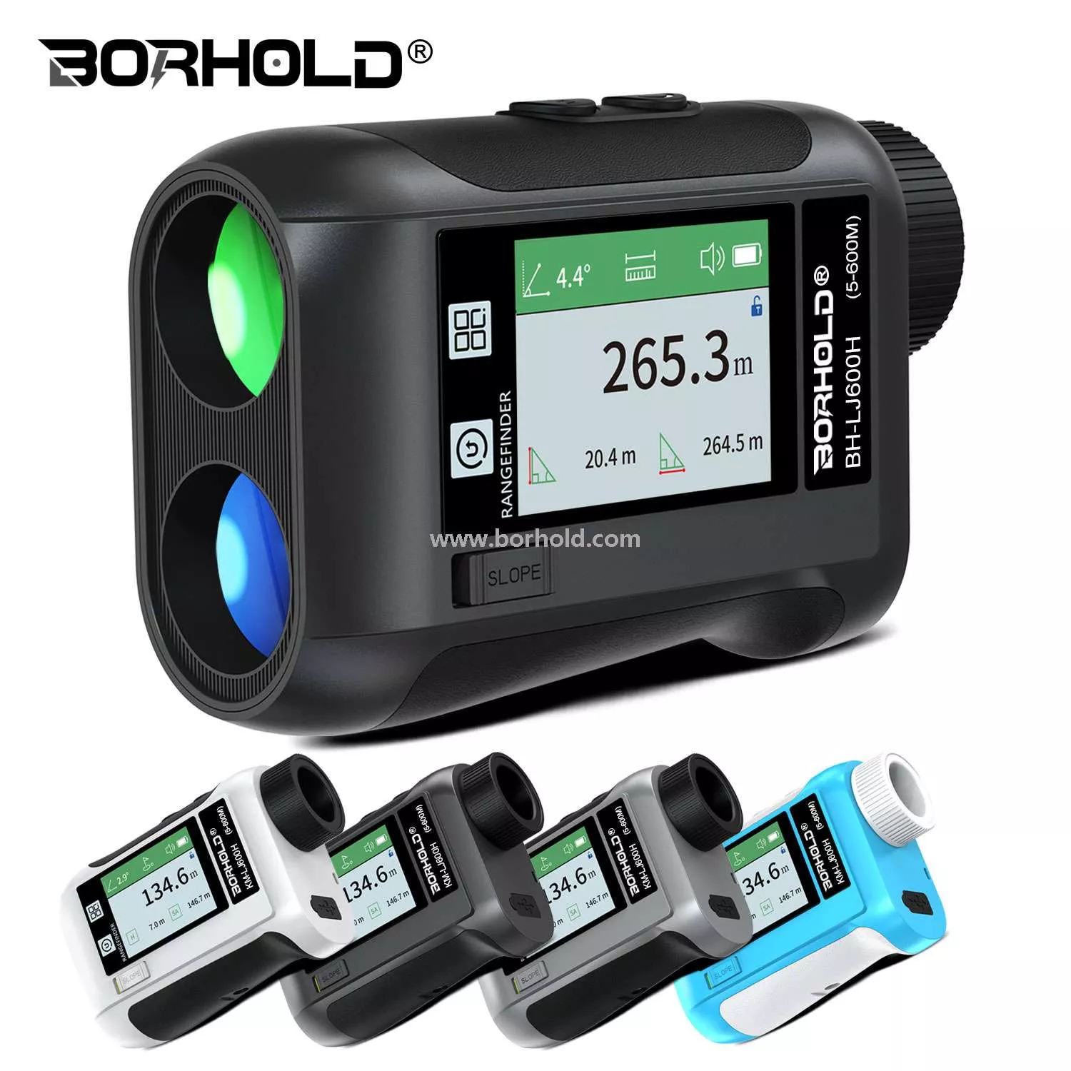Borhold BH-LJ Series Rechargeable Laser Rangefinder with Touch Color Screen, Slope Switch & Multi-function Measurement