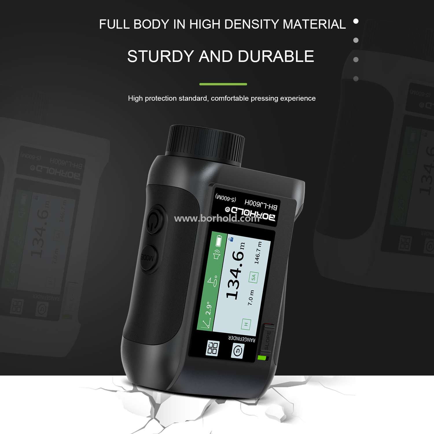 Borhold BH-LJ Series Rechargeable Laser Rangefinder with Touch Color Screen, Slope Switch & Multi-function Measurement