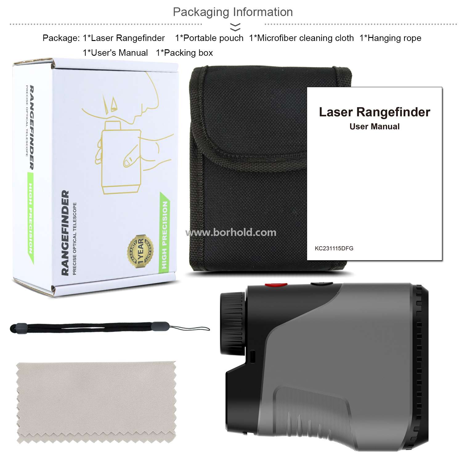 Borhold All-in-One Laser Distance Rangefinder | Multi-Mode Laser Range Meter for Golf, Hunting & Engineering Survey