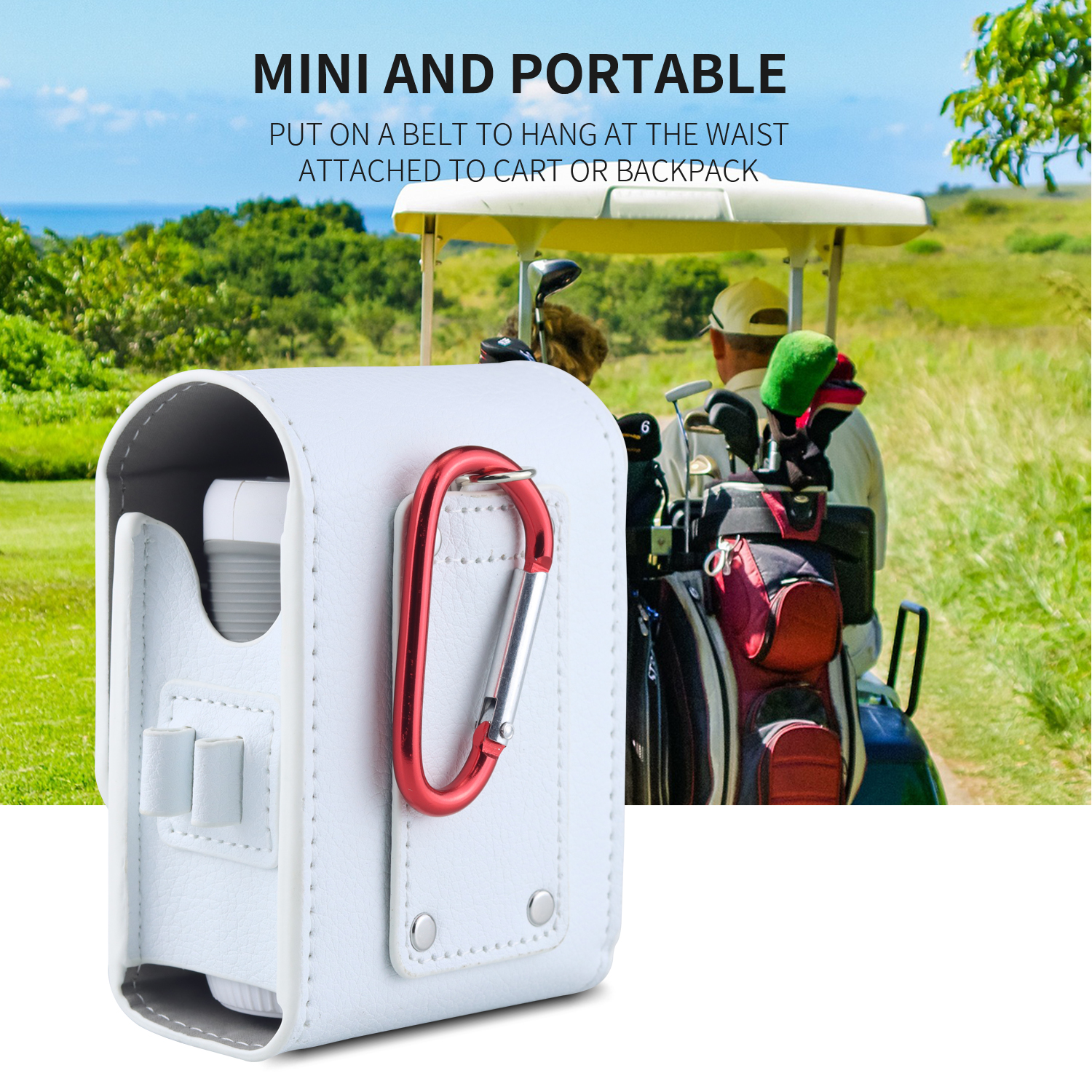 Borhold Golf Rangefinder Case, Magnetic Closure PU Leather Rangefinder Pouch with Golf Tee Holder, Belt Loop & Carabiner Clip, Portable Protective Rangefinder Holder for Laser Golf Rangefinder