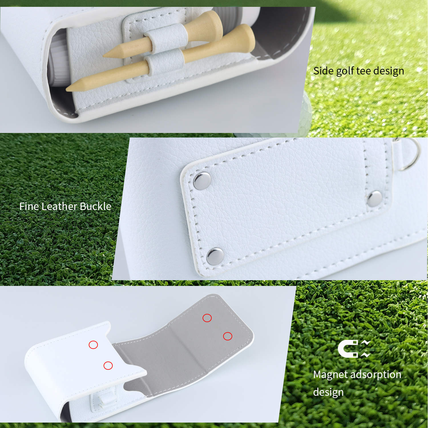 Borhold Golf Rangefinder Case, Magnetic Closure PU Leather Rangefinder Pouch with Golf Tee Holder, Belt Loop & Carabiner Clip, Portable Protective Rangefinder Holder for Laser Golf Rangefinder