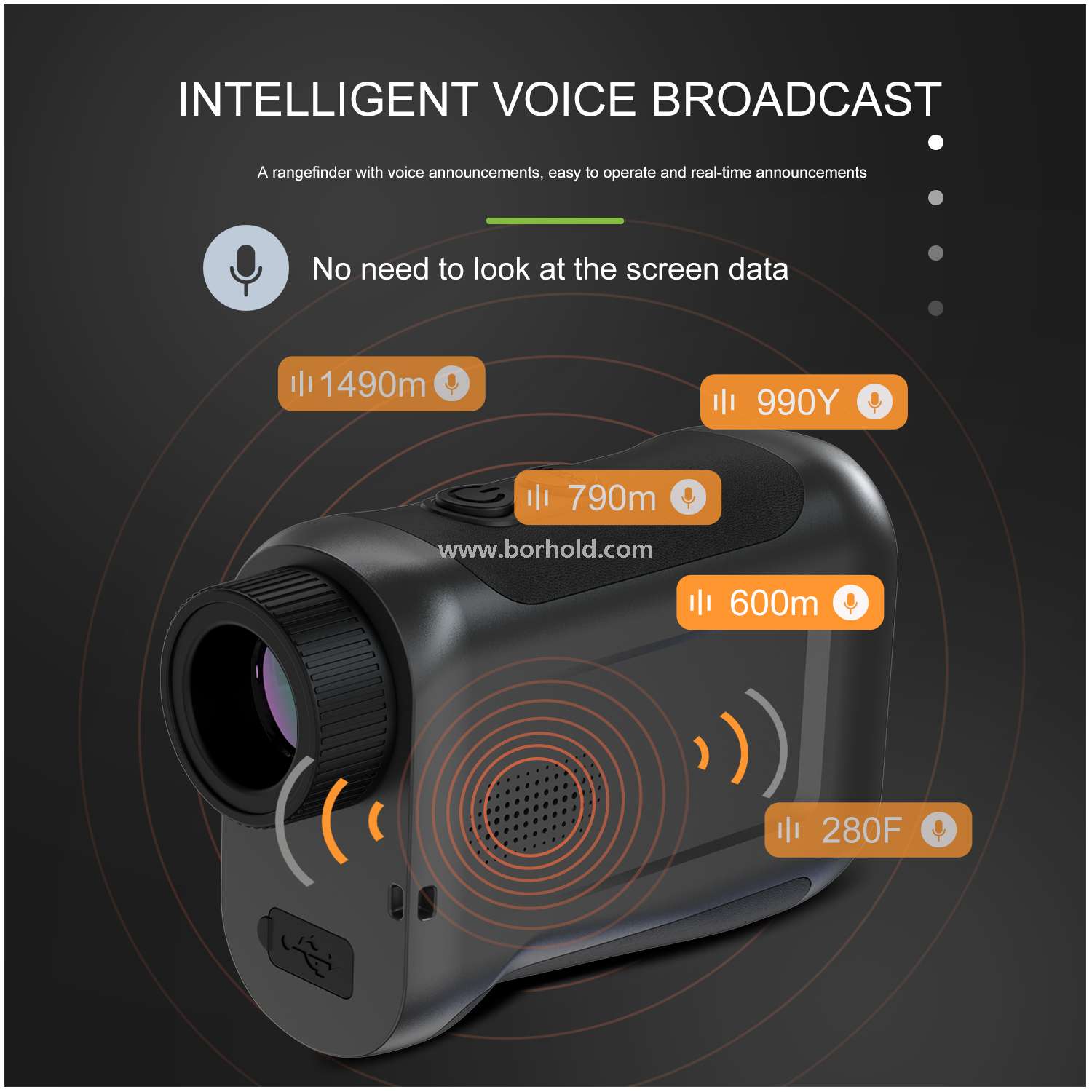 Borhold BH-LJ Series Rechargeable Laser Rangefinder with Touch Color Screen, Slope Switch & Multi-function Measurement