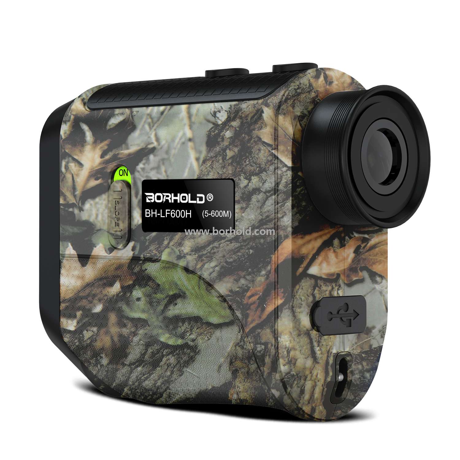 Borhold Camouflage Hunting Laser Rangefinder, Rechargeable Outdoor Laser Range Finder with Slope & Height Measurement