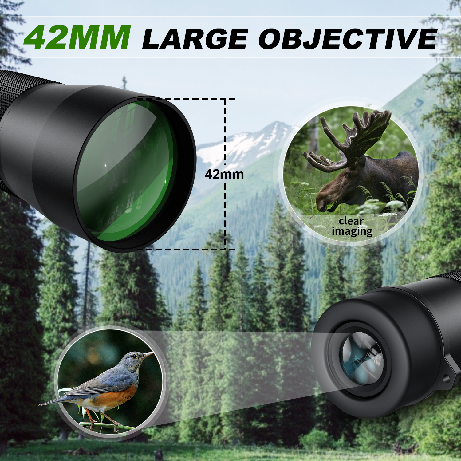 Borhold 8X42 /10X42 HD All-Metal Monocular Telescope, IPX7 Waterproof Nitrogen Filled Portable Monocular