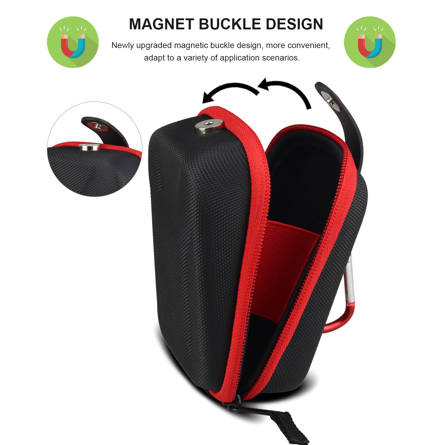 Borhold Magnetic Golf Rangefinder Case – Shockproof EVA Protective Pouch with Carabiner & Magnet Buckle