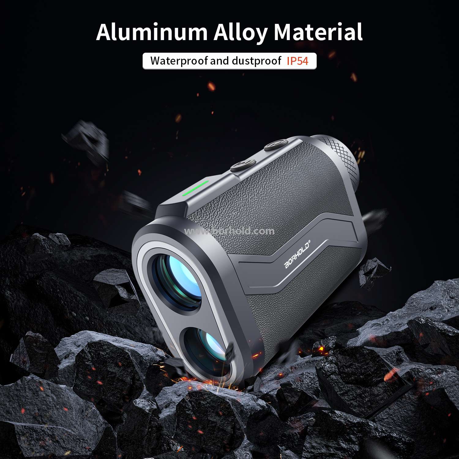 Borhold BH-LMAL Series Aluminum & Leather Golf Laser Rangefinder with Slope Compensation – 600–1200M Waterproof Magnetic Rangefinder for Golf, Outdoor Sports & Hunting