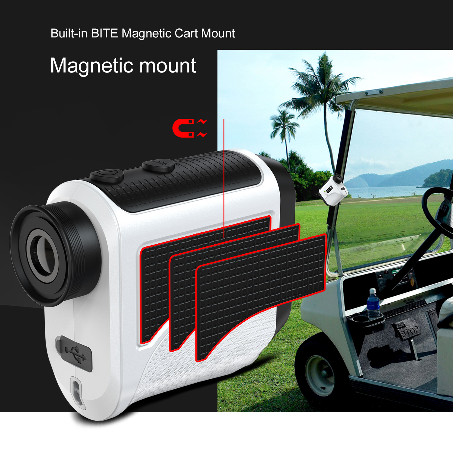 Borhold BH-LF Laser Rangefinder 6.5X  Golf & Hunting Rechargeable Range Finder with Slope Flagpole Lock Vibration